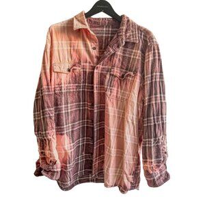 The Sweaty Blonde 100% Cotton Pink Purple Plaid Acid Washed Flannel OS